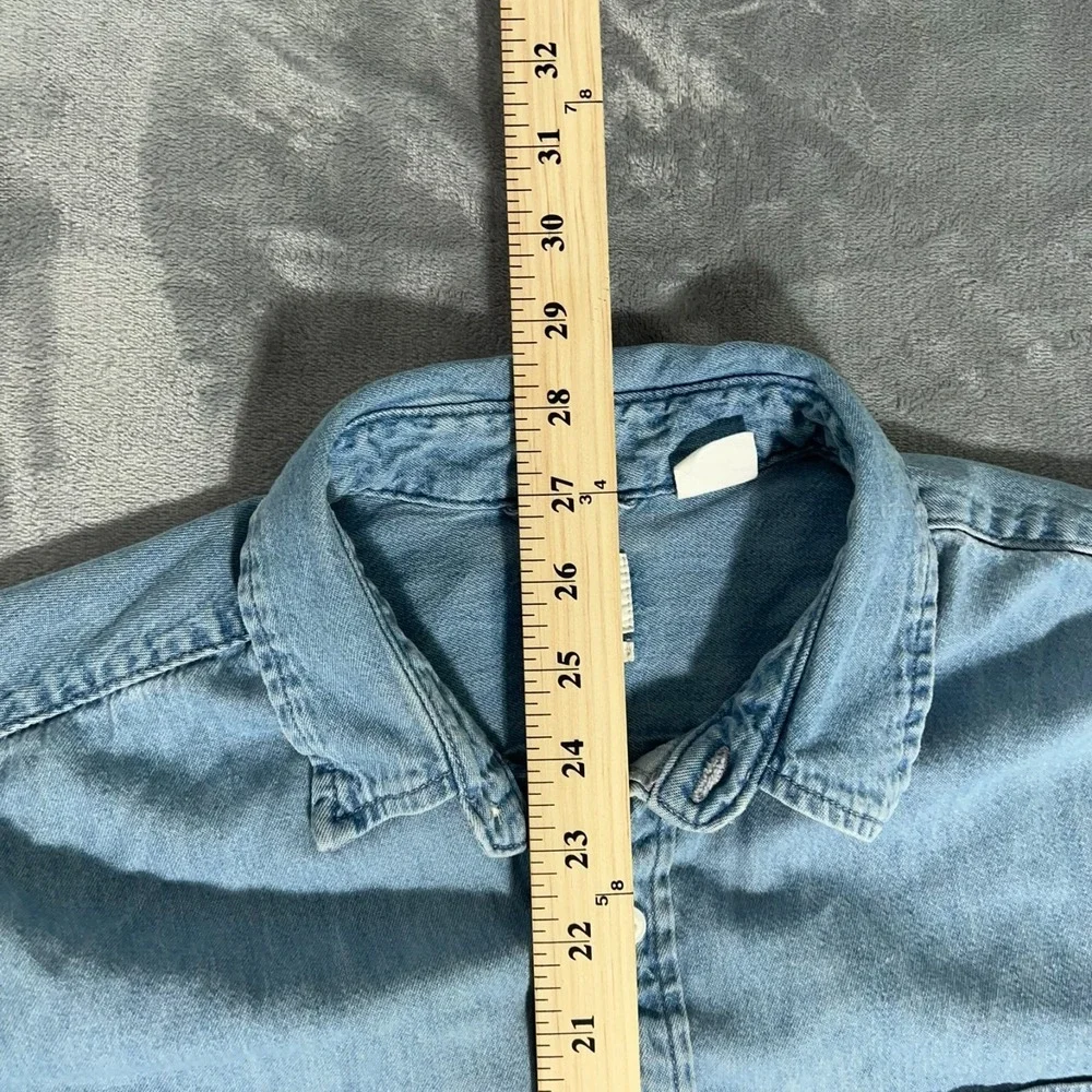 Levis Short Sleeve Classic Denim Look Shirt Mens Medium Blue Pocket Button Up